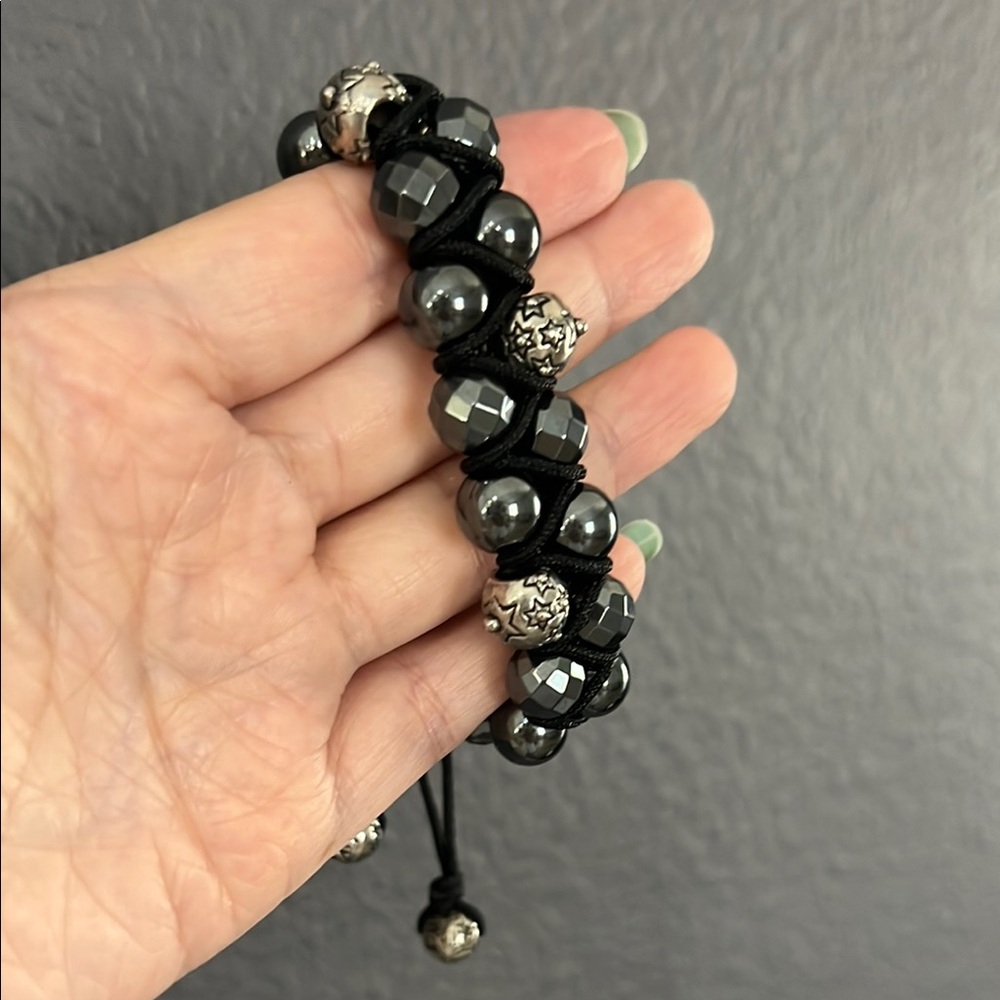 Elegant Black and Silver Beaded Bracelet
